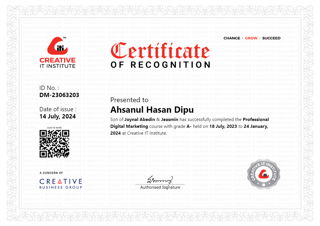 Professional Digital Marketing certificate